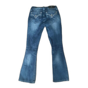 Miss Me Standard Bootcut Jeans Embellished Busted Knee Size 26